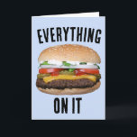 CARTÃO DE ANIVERSÁRIO CHEESEBURGER FUNNY HAMBURGER<br><div class="desc">CARTÃO DE ANIVERSÁRIO DE CHEESEBURGER. TUDO NISSO. DENTRO LER: VÁ MADEIRA NO SEU ANIVERSÁRIO</div>