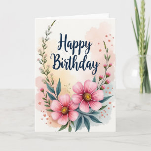 Cartão de Aniversário Chevron Floral