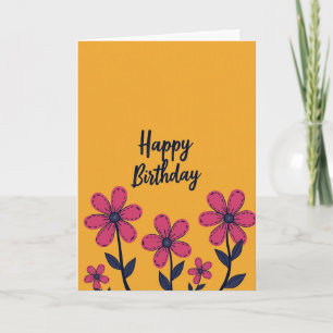 Cartão de Aniversário Chevron Flower