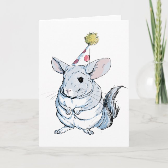 Cartão de Aniversário Chinchilla Engraçado (Frente)