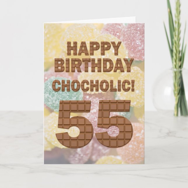Cartão de aniversário Chocolólico 55º (Frente)