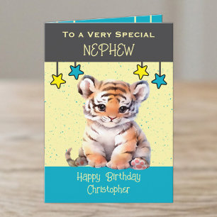 Cartão de aniversário cinza para sobrinho especial