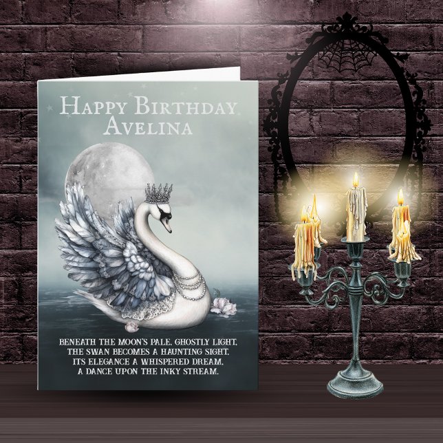 Cartão de Aniversário Cisne Gótico (Criador carregado)