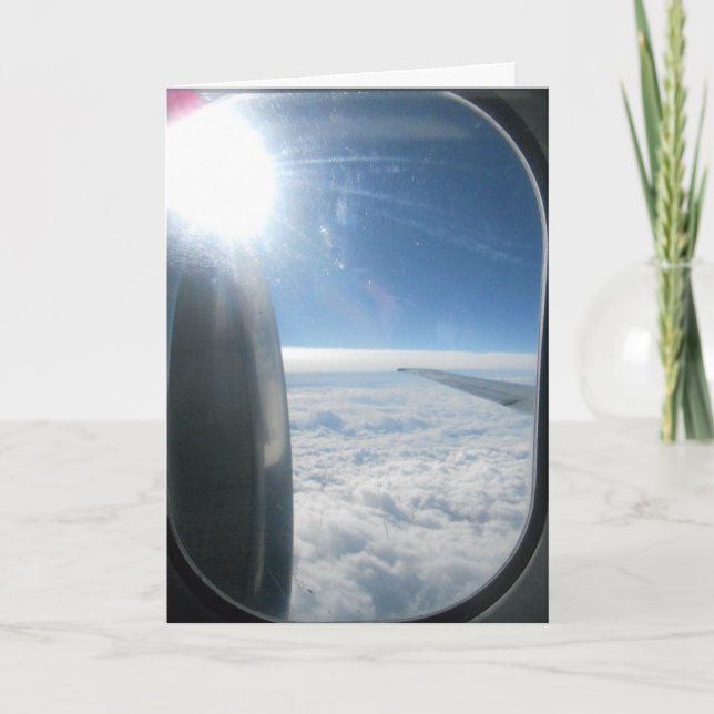 Cartão de Aniversário "Cloudy Sky Airplane" (Frente)