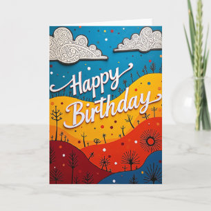 Cartão de Aniversário Colinas Camadas