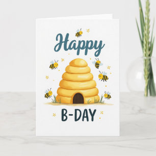 Cartão de Aniversário Colmeia Dourada