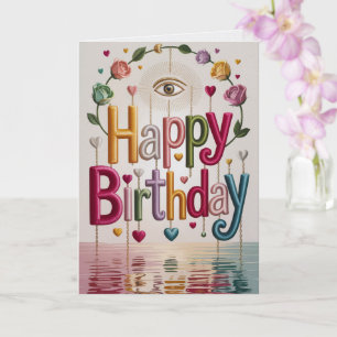 Cartão de Aniversário Colorido Boho com Vibração E