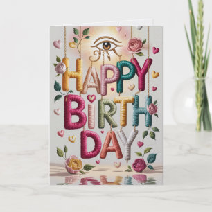 Cartão de Aniversário Colorido Boho com Vibração E