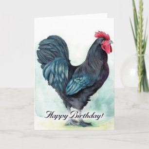 Cartão de Aniversário Colorido de Frango em Pé.