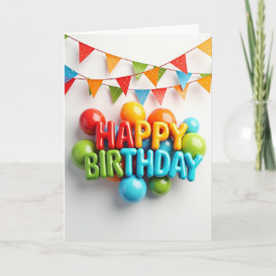 Cartão de Aniversário Colorido e Empolado