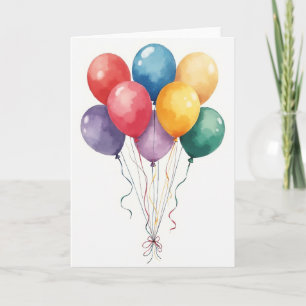 Cartão de Aniversário Colorido em Aquarela