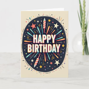 Cartão de Aniversário Colorido Explosão