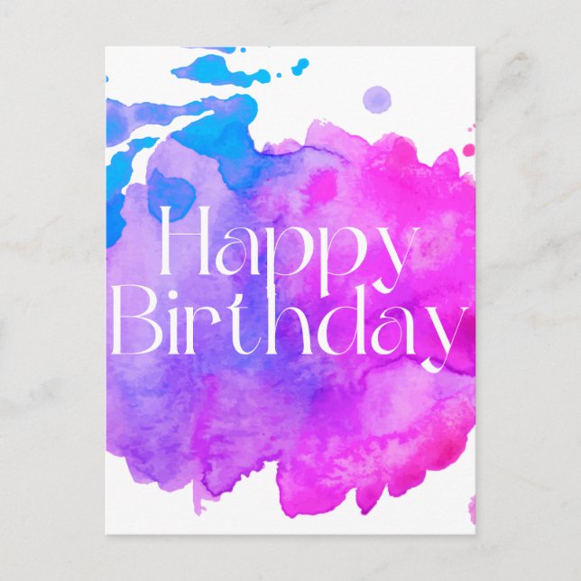 Cartão de Aniversário com Aquarela (Frente)