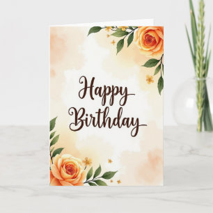 Cartão de Aniversário com Aquarela Quente