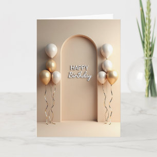 Cartão de Aniversário com Arco Dourado