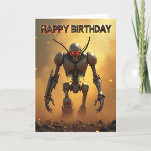 Cartão de Aniversário com Armadura Robótica
