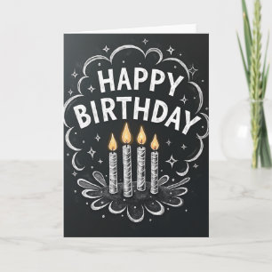Cartão de Aniversário com Arte de Giz Adocicado