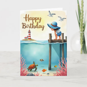 Cartão de Aniversário com Arte de Vista para o Oce