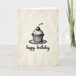 Cartão de Aniversário com Arte Vintage