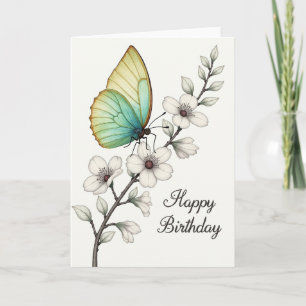 Cartão de Aniversário com Asa Floral