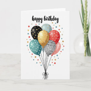 Cartão de Aniversário com Balão Glitter