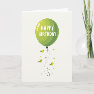 Cartão de Aniversário com Balão Verde Doce