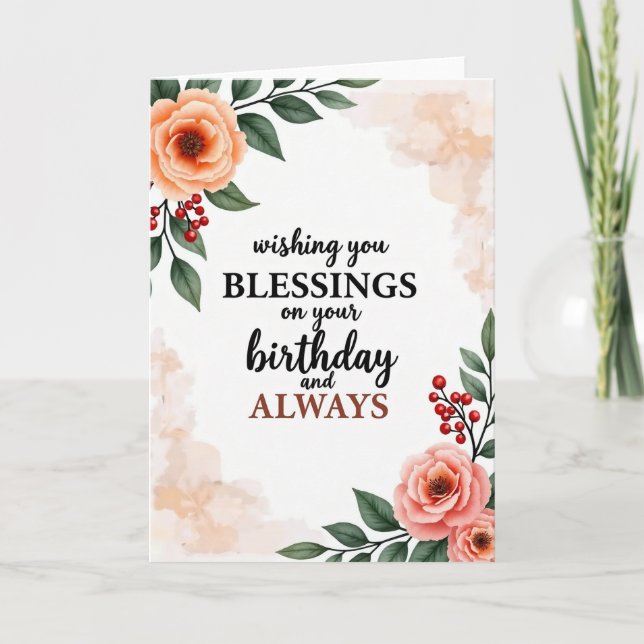 Cartão de Aniversário com Bênção Floral (Frente)
