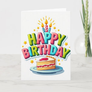 Cartão de Aniversário com Bolo Delicioso