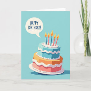 Cartão de Aniversário com Bolo Gráfico