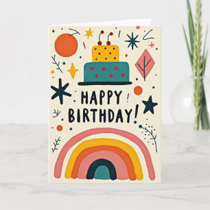 Cartão de Aniversário com Bolo Gráfico