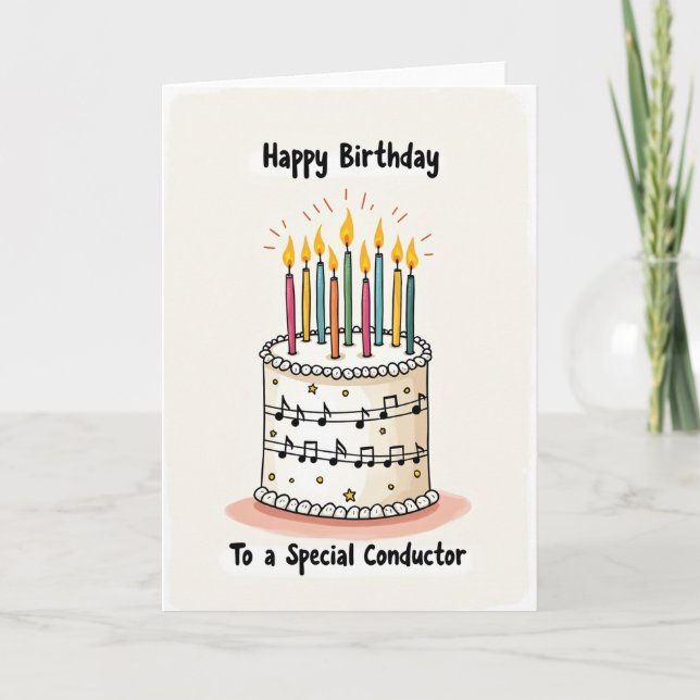 Cartão de Aniversário com Bolo Musical (Frente)