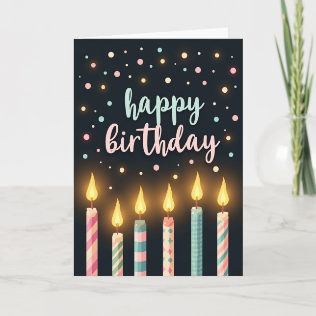 Cartão de Aniversário com Brilho Pastel (Frente)
