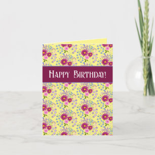 Cartão de Aniversário com Buquê de Flores Amarelas