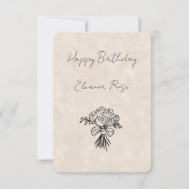 Cartão de Aniversário com Buquê de Rosa Blush Dese