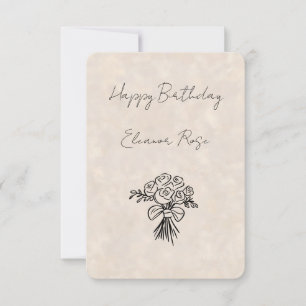 Cartão de Aniversário com Buquê de Rosa Blush Dese