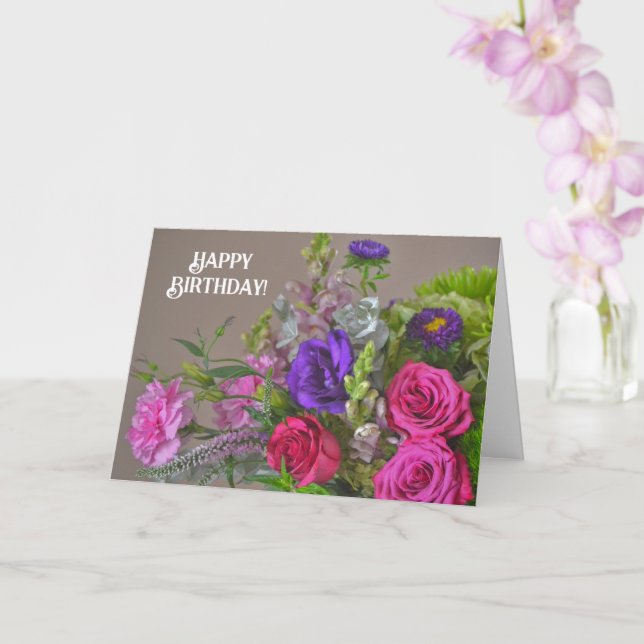 Cartão de Aniversário com Buquê de Rosas Flor Prec (Orquídea)