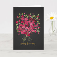 Cartão de Aniversário com Buquê Floral em Aquarela