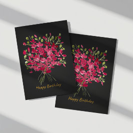 Cartão de Aniversário com Buquê Floral Vermelho Ou