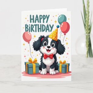 Cartão de Aniversário com Cachorro Sorridente