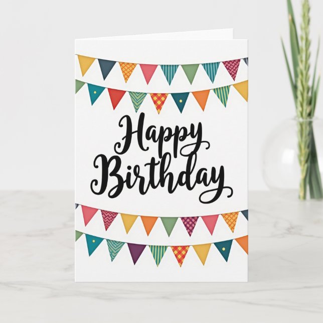 Cartão de Aniversário com Caligrafia Alegre (Frente)