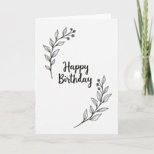 Cartão de Aniversário com Caligrafia Floral Alegre