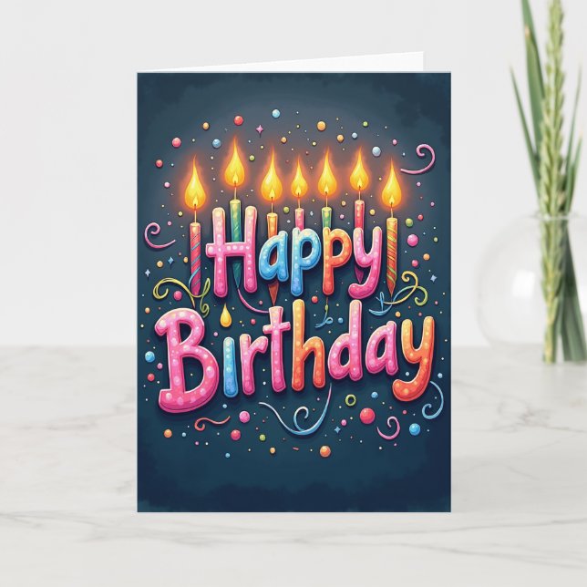 Cartão de aniversário com carta de doce (Frente)