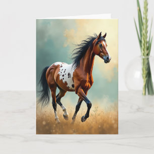 Cartão de Aniversário com Cavalo Majestoso em Corr