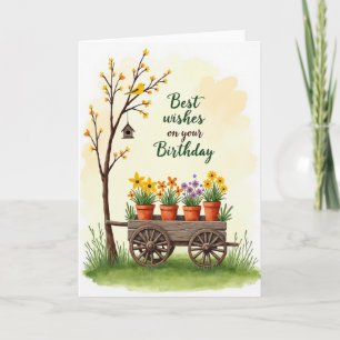 Cartão de Aniversário com Cesta Floral