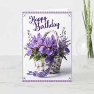 Cartão de Aniversário com Cesta Floral Doce