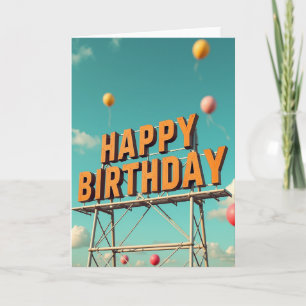 Cartão de Aniversário com Céu Azul-Turquesa