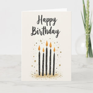 Cartão de Aniversário com Chamas Escritas Elegante
