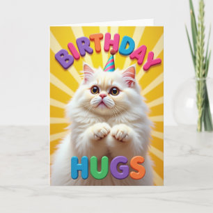 Cartão de Aniversário com Chapéu de Gato Fofinho