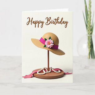 Cartão de Aniversário com Chapéu Elegante