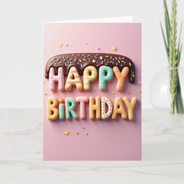 Cartão de Aniversário com Cobertura Doce (Frente)